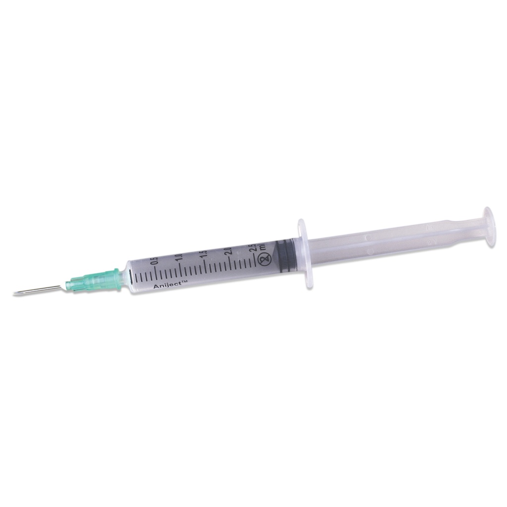 Millpledge ANIJECT 3pt SYRINGE 2.5cc+21g x 5/8'' (pk 100)