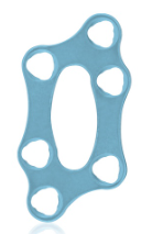 [197418] EickLoxx Micro Bone Plate, 2x2x2 holes, system 1.0, light blue, dimensions (in mm): L 18.0 x W 9.5 x H 1.0