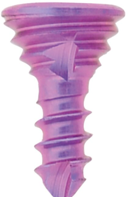 [197425] Titanium Locking Screw, Ø 1.2 x L 4 mm, multi-directional, magenta, Torx 6, self-drilling, self-tapping
