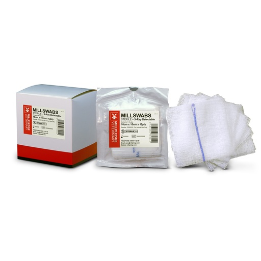 [DG03910A] Millpledge MILLSWABS (GAUZE) X-RAY STERILE 4'' x 4'' -12 ply (pk
12x5)